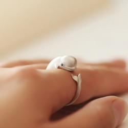 sterling silver beluga whale ring
