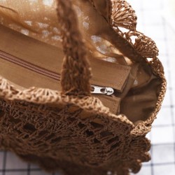 vintage straw knit shoudler bag