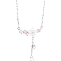 cherry blossom sterling silver charm necklace